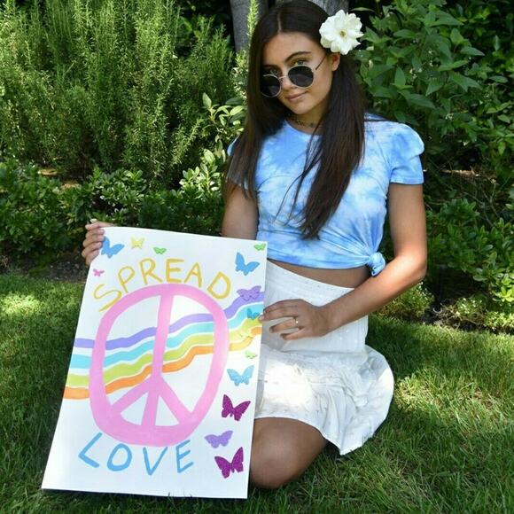 GENERATION LOVE Kelly Puff tee short sleeve tie dye t-shirt top blue white S NEW - Picture 6 of 10